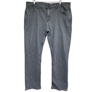 Volcom Solver Modern Straight Gray Wash Denim Jeans Mens 40 Grunge Casual Skater
